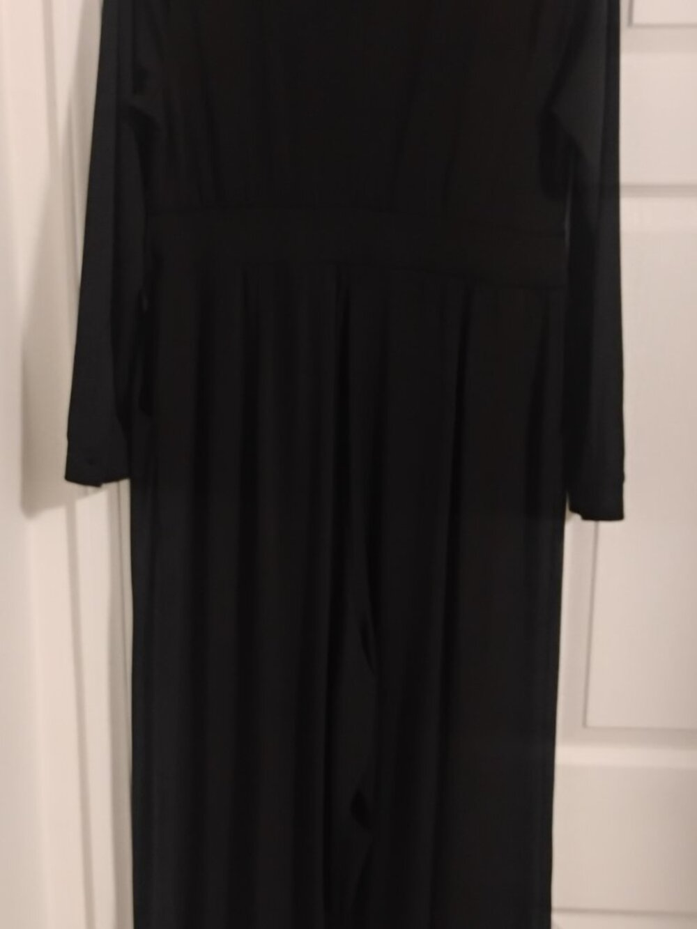 Torrid Women's Black ITY Long Sleeved Rouched Wide Leg Jumpsuit Size 0 L/12 - Picture 5 of 15